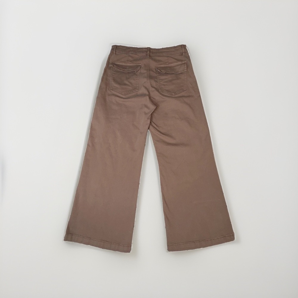 Kut from the Kloth High Rise Wide Leg Crop Pants Womans Size 8 Brown Flap Pocket - Picture 6 of 6
